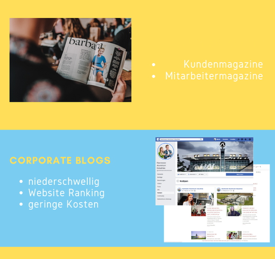 Infografic zu Printmagazine und Corporate Blogs