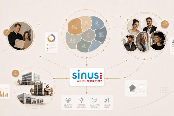 Visualisierung zur Zielgruppenanalyse mit Sinus-Milieus, Personas und Content-Strategie sowie Sinus-Milieu-Zertifizierung